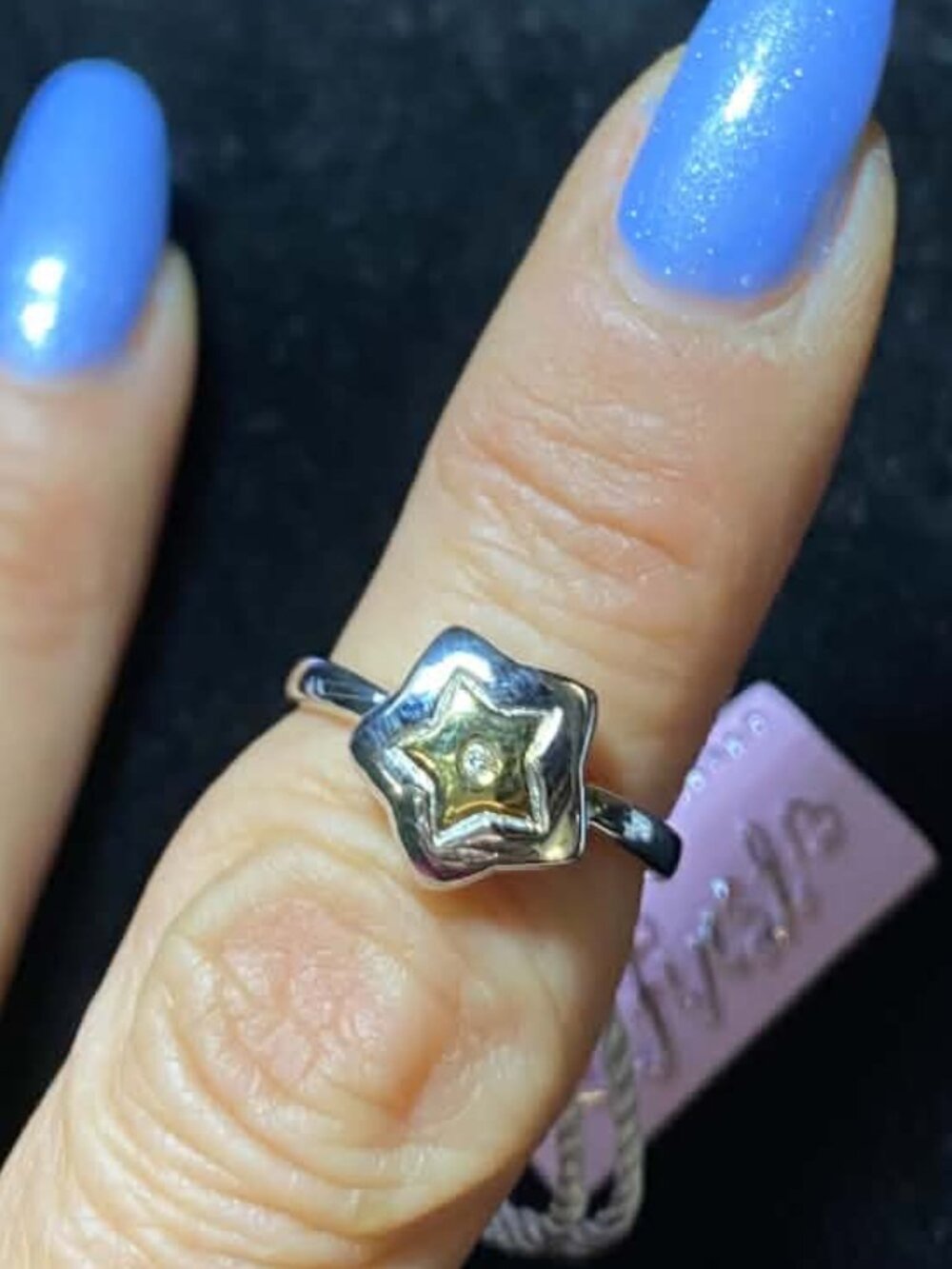 .925 Rhodium Plate Natural Diamond Gold Plate Star Dainty First Ring Girl Gift